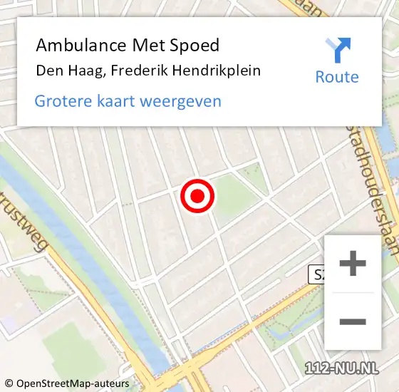 Locatie op kaart van de 112 melding: Ambulance Met Spoed Naar Den Haag, Frederik Hendrikplein op 10 juni 2024 10:18