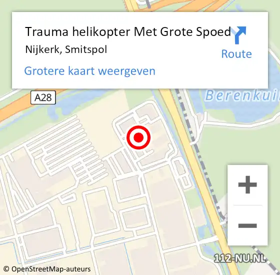 Locatie op kaart van de 112 melding: Trauma helikopter Met Grote Spoed Naar Nijkerk, Smitspol op 10 juni 2024 10:32