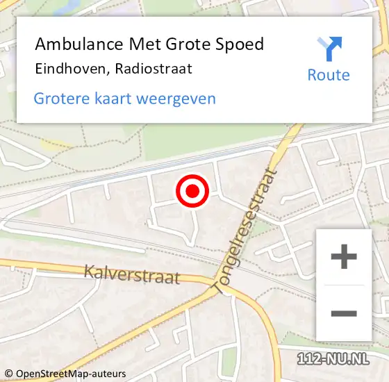 Locatie op kaart van de 112 melding: Ambulance Met Grote Spoed Naar Eindhoven, Radiostraat op 9 oktober 2014 00:34