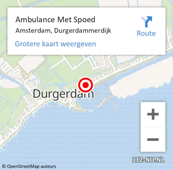 Locatie op kaart van de 112 melding: Ambulance Met Spoed Naar Amsterdam, Durgerdammerdijk op 10 juni 2024 10:45