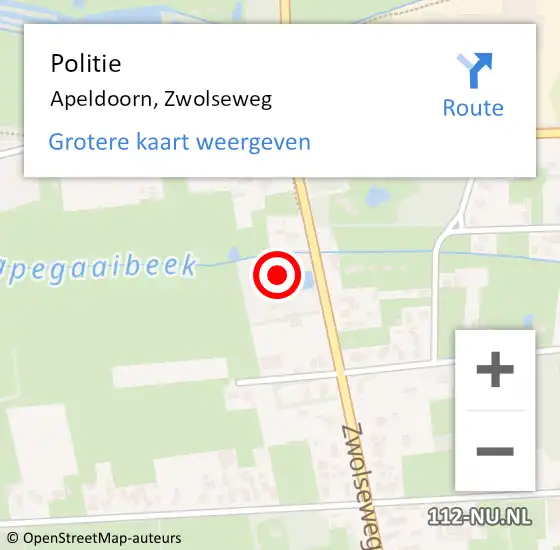 Locatie op kaart van de 112 melding: Politie Apeldoorn, Zwolseweg op 10 juni 2024 10:46