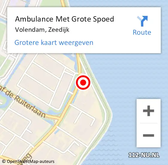 Locatie op kaart van de 112 melding: Ambulance Met Grote Spoed Naar Volendam, Zeedijk op 10 juni 2024 11:04