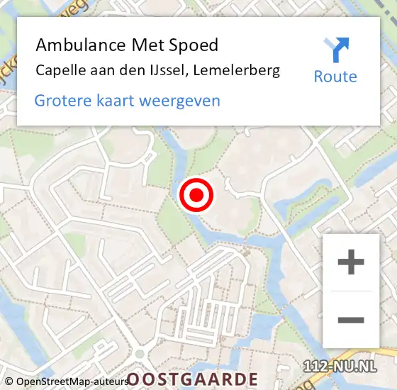 Locatie op kaart van de 112 melding: Ambulance Met Spoed Naar Capelle aan den IJssel, Lemelerberg op 10 juni 2024 11:04