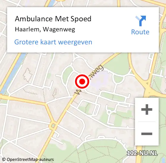 Locatie op kaart van de 112 melding: Ambulance Met Spoed Naar Haarlem, Wagenweg op 10 juni 2024 11:08