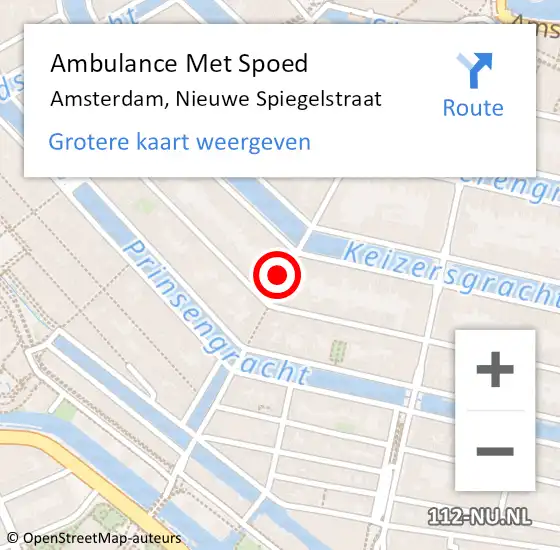 Locatie op kaart van de 112 melding: Ambulance Met Spoed Naar Amsterdam, Nieuwe Spiegelstraat op 10 juni 2024 11:14