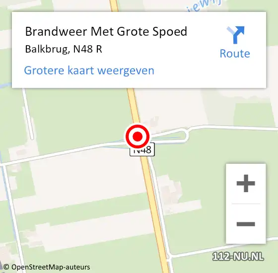 Locatie op kaart van de 112 melding: Brandweer Met Grote Spoed Naar Balkbrug, N48 hectometerpaal: 102,0 op 9 oktober 2014 00:43