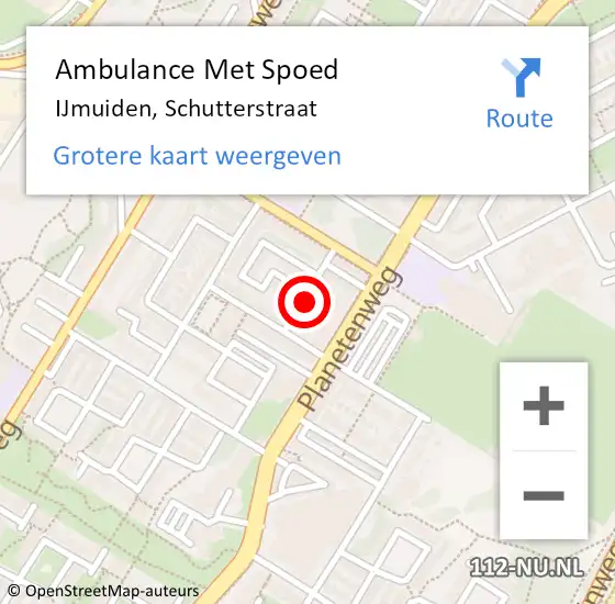 Locatie op kaart van de 112 melding: Ambulance Met Spoed Naar IJmuiden, Schutterstraat op 10 juni 2024 11:23