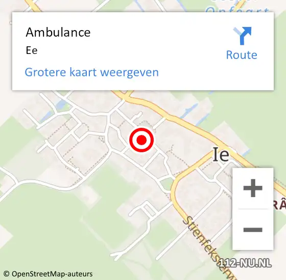 Locatie op kaart van de 112 melding: Ambulance Ee op 10 juni 2024 11:32