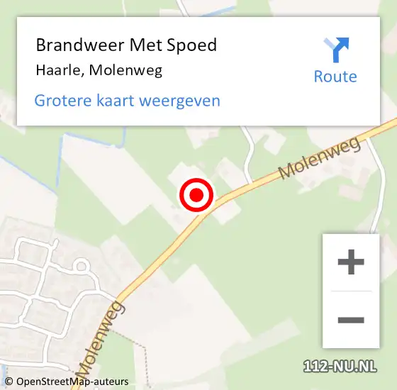 Locatie op kaart van de 112 melding: Brandweer Met Spoed Naar Haarle, Molenweg op 9 oktober 2014 00:47