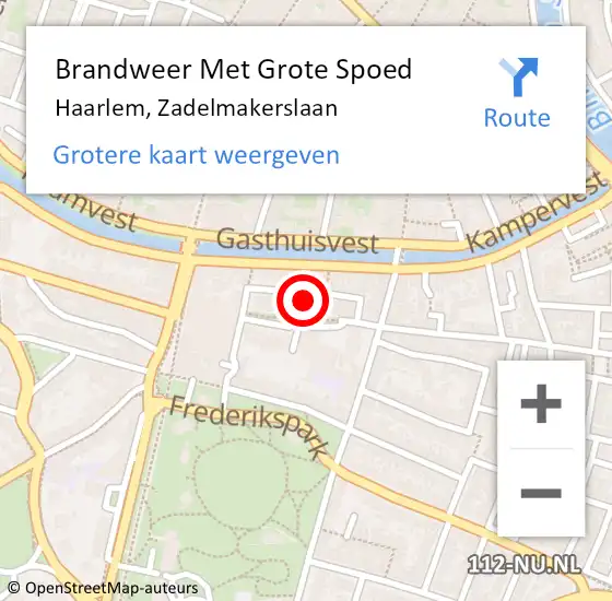 Locatie op kaart van de 112 melding: Brandweer Met Grote Spoed Naar Haarlem, Zadelmakerslaan op 10 juni 2024 11:39