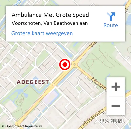 Locatie op kaart van de 112 melding: Ambulance Met Grote Spoed Naar Voorschoten, Van Beethovenlaan op 10 juni 2024 11:39