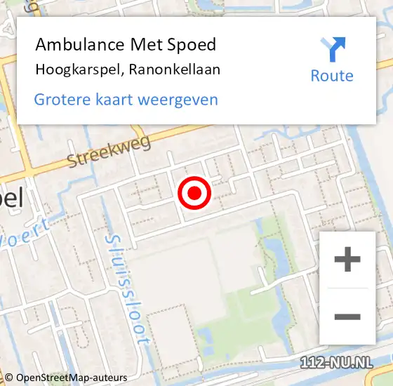 Locatie op kaart van de 112 melding: Ambulance Met Spoed Naar Hoogkarspel, Ranonkellaan op 10 juni 2024 11:50