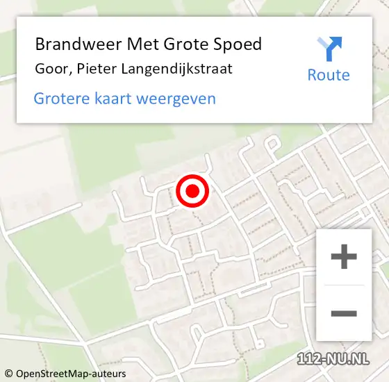 Locatie op kaart van de 112 melding: Brandweer Met Grote Spoed Naar Goor, Pieter Langendijkstraat op 10 juni 2024 12:09