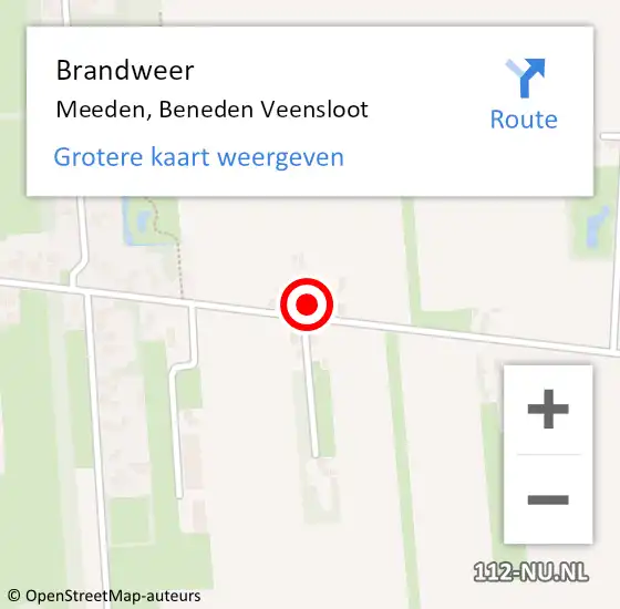 Locatie op kaart van de 112 melding: Brandweer Meeden, Beneden Veensloot op 10 juni 2024 12:13