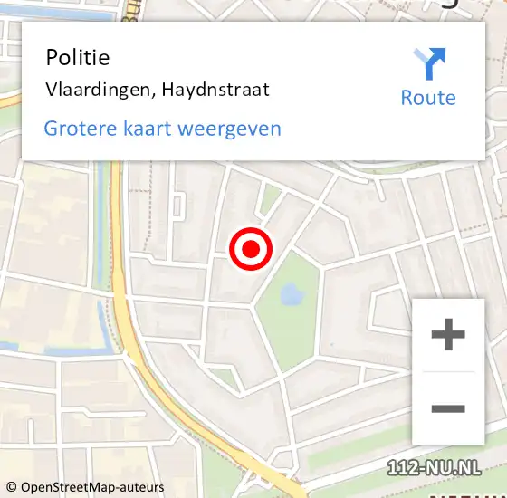 Locatie op kaart van de 112 melding: Politie Vlaardingen, Haydnstraat op 10 juni 2024 12:14