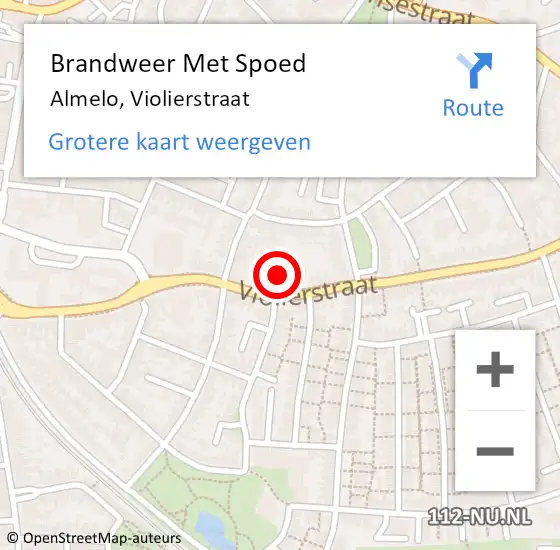 Locatie op kaart van de 112 melding: Brandweer Met Spoed Naar Almelo, Violierstraat op 10 juni 2024 12:17