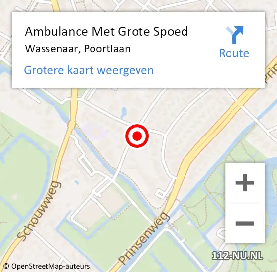 Locatie op kaart van de 112 melding: Ambulance Met Grote Spoed Naar Wassenaar, Poortlaan op 10 juni 2024 12:23