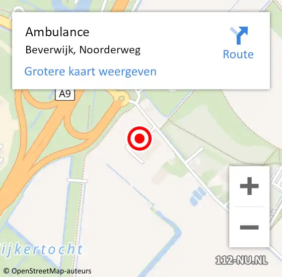 Locatie op kaart van de 112 melding: Ambulance Beverwijk, Noorderweg op 10 juni 2024 12:31