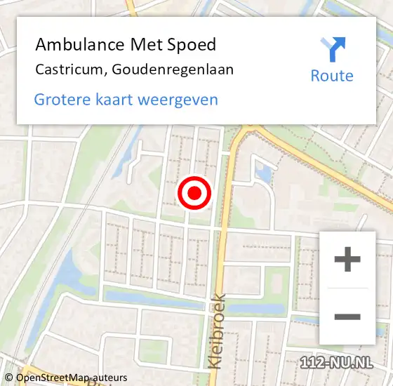 Locatie op kaart van de 112 melding: Ambulance Met Spoed Naar Castricum, Goudenregenlaan op 10 juni 2024 12:34