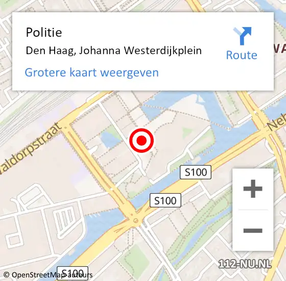 Locatie op kaart van de 112 melding: Politie Den Haag, Johanna Westerdijkplein op 10 juni 2024 12:40