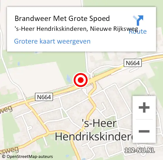 Locatie op kaart van de 112 melding: Brandweer Met Grote Spoed Naar 's-Heer Hendrikskinderen, Nieuwe Rijksweg op 17 oktober 2013 04:58