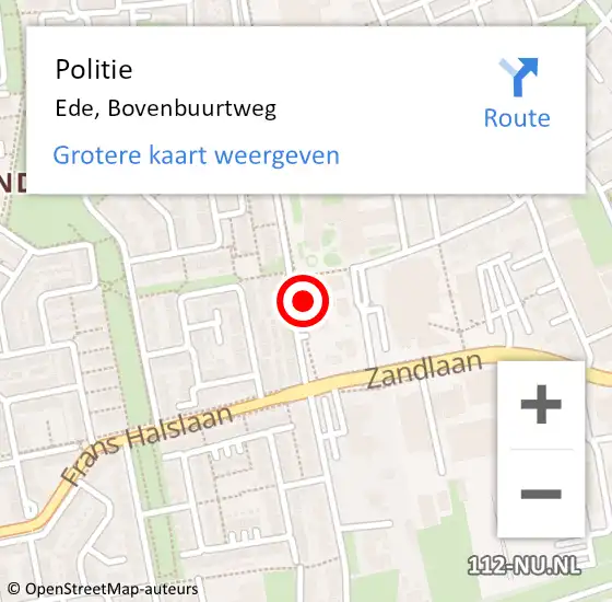 Locatie op kaart van de 112 melding: Politie Ede, Bovenbuurtweg op 10 juni 2024 12:47