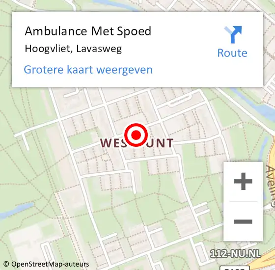 Locatie op kaart van de 112 melding: Ambulance Met Spoed Naar Hoogvliet, Lavasweg op 10 juni 2024 13:08