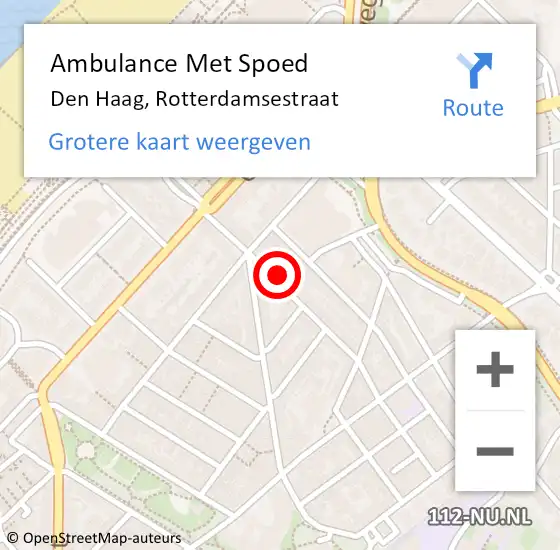 Locatie op kaart van de 112 melding: Ambulance Met Spoed Naar Den Haag, Rotterdamsestraat op 10 juni 2024 13:18