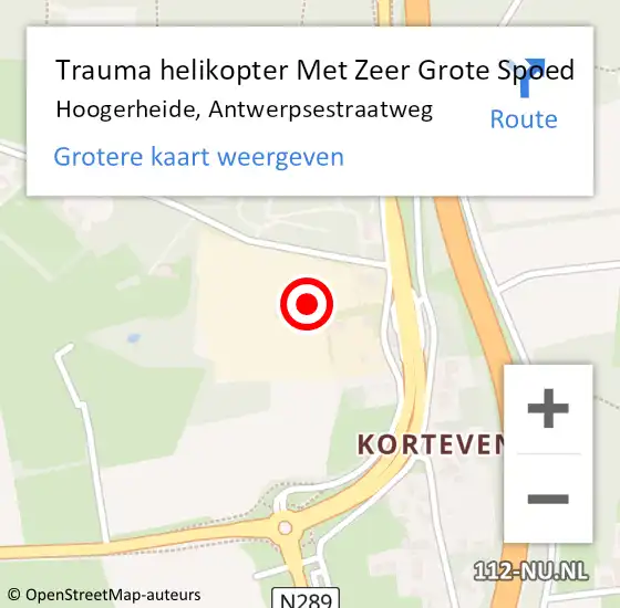 Locatie op kaart van de 112 melding: Trauma helikopter Met Zeer Grote Spoed Naar Hoogerheide, Antwerpsestraatweg op 10 juni 2024 13:25
