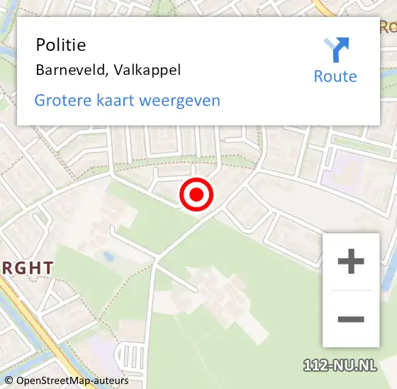 Locatie op kaart van de 112 melding: Politie Barneveld, Valkappel op 10 juni 2024 13:26