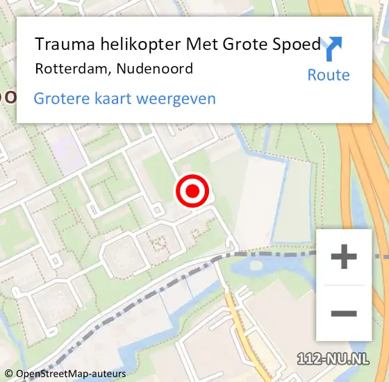 Locatie op kaart van de 112 melding: Trauma helikopter Met Grote Spoed Naar Rotterdam, Nudenoord op 10 juni 2024 13:31