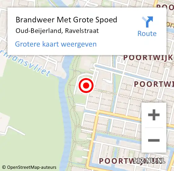 Locatie op kaart van de 112 melding: Brandweer Met Grote Spoed Naar Oud-Beijerland, Ravelstraat op 10 juni 2024 13:37