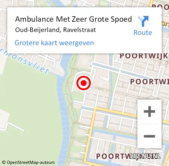 Locatie op kaart van de 112 melding: Ambulance Met Zeer Grote Spoed Naar Oud-Beijerland, Ravelstraat op 10 juni 2024 13:37