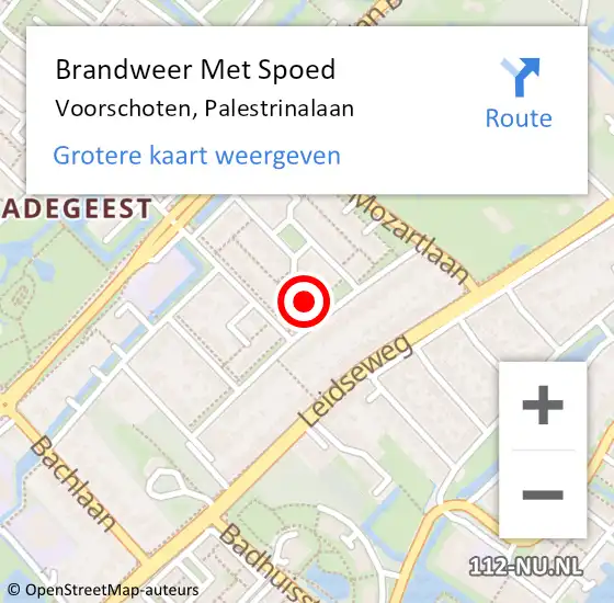 Locatie op kaart van de 112 melding: Brandweer Met Spoed Naar Voorschoten, Palestrinalaan op 10 juni 2024 13:38