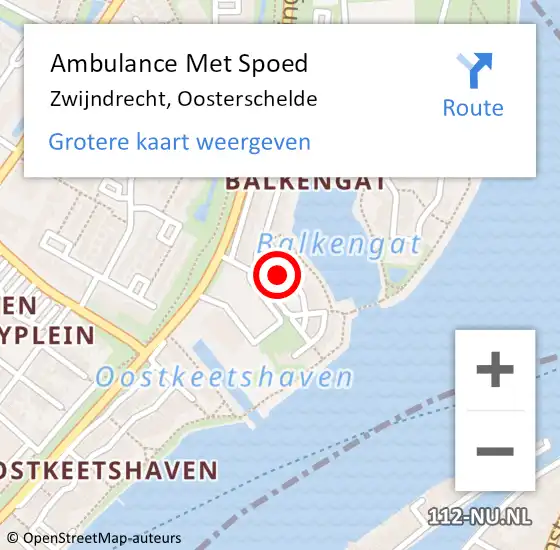 Locatie op kaart van de 112 melding: Ambulance Met Spoed Naar Zwijndrecht, Oosterschelde op 10 juni 2024 13:42