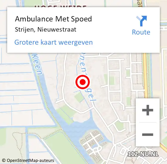 Locatie op kaart van de 112 melding: Ambulance Met Spoed Naar Strijen, Nieuwestraat op 10 juni 2024 13:52