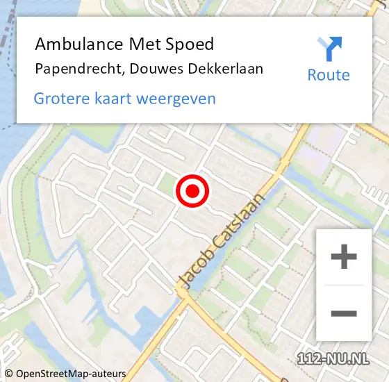 Locatie op kaart van de 112 melding: Ambulance Met Spoed Naar Papendrecht, Douwes Dekkerlaan op 10 juni 2024 13:57