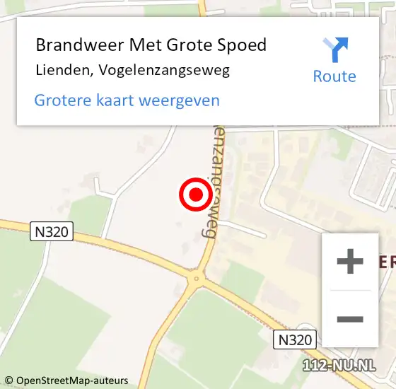 Locatie op kaart van de 112 melding: Brandweer Met Grote Spoed Naar Lienden, Vogelenzangseweg op 10 juni 2024 14:01