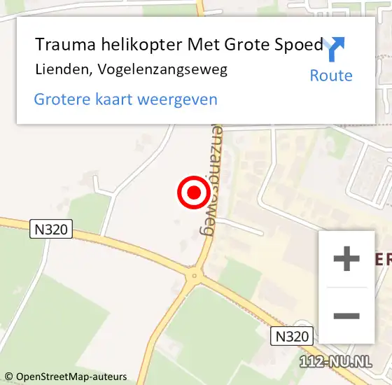 Locatie op kaart van de 112 melding: Trauma helikopter Met Grote Spoed Naar Lienden, Vogelenzangseweg op 10 juni 2024 14:02