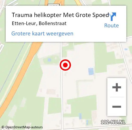 Locatie op kaart van de 112 melding: Trauma helikopter Met Grote Spoed Naar Etten-Leur, Bollenstraat op 10 juni 2024 14:24