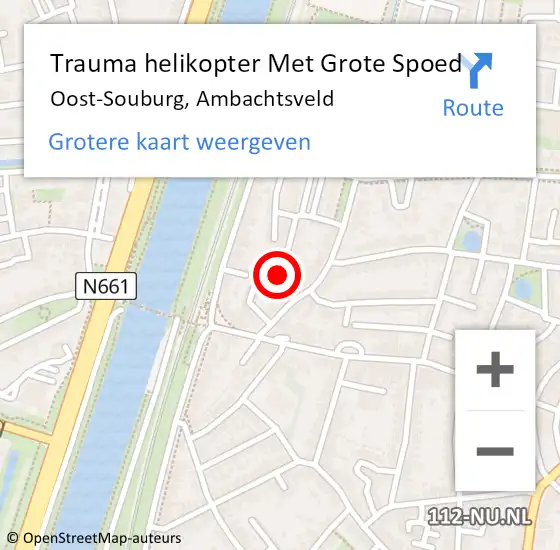 Locatie op kaart van de 112 melding: Trauma helikopter Met Grote Spoed Naar Oost-Souburg, Ambachtsveld op 10 juni 2024 14:43