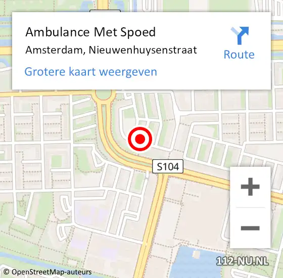 Locatie op kaart van de 112 melding: Ambulance Met Spoed Naar Amsterdam, Nieuwenhuysenstraat op 10 juni 2024 14:49