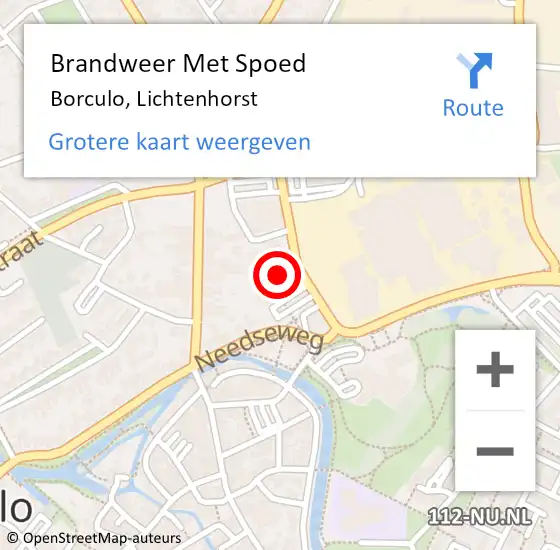 Locatie op kaart van de 112 melding: Brandweer Met Spoed Naar Borculo, Lichtenhorst op 10 juni 2024 15:01