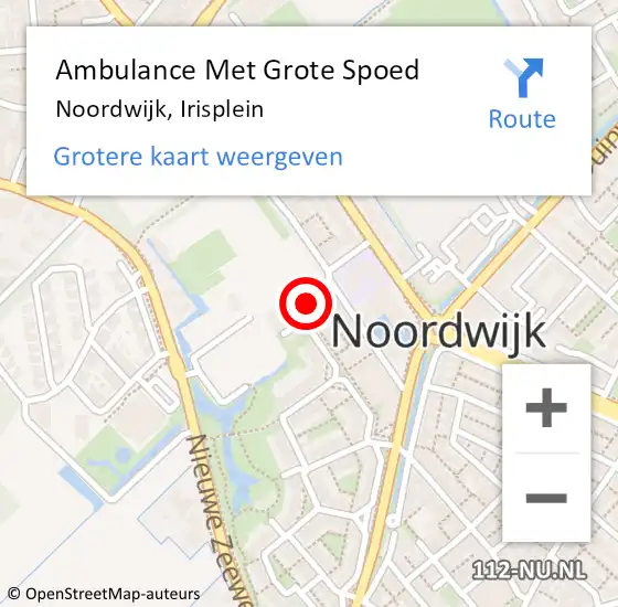 Locatie op kaart van de 112 melding: Ambulance Met Grote Spoed Naar Noordwijk, Irisplein op 10 juni 2024 15:17