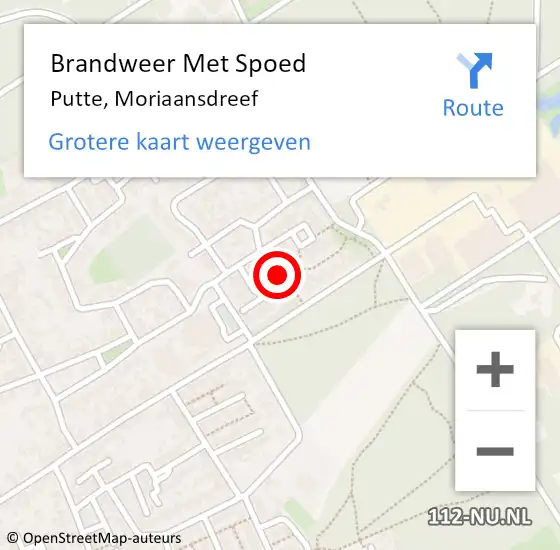 Locatie op kaart van de 112 melding: Brandweer Met Spoed Naar Putte, Moriaansdreef op 10 juni 2024 15:18