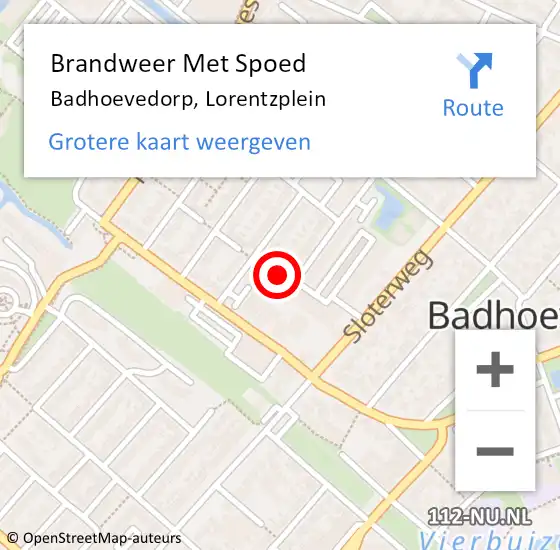 Locatie op kaart van de 112 melding: Brandweer Met Spoed Naar Badhoevedorp, Lorentzplein op 10 juni 2024 15:22