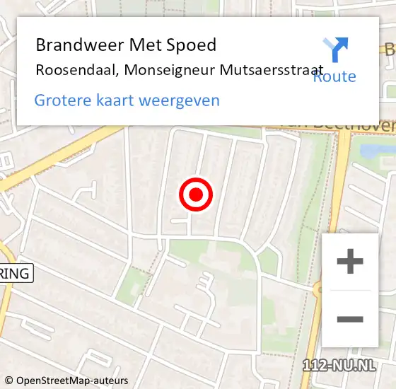 Locatie op kaart van de 112 melding: Brandweer Met Spoed Naar Roosendaal, Monseigneur Mutsaersstraat op 10 juni 2024 15:25