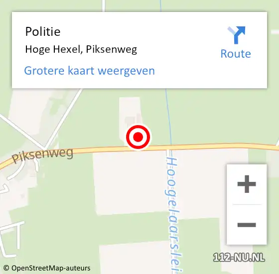 Locatie op kaart van de 112 melding: Politie Hoge Hexel, Piksenweg op 10 juni 2024 15:40