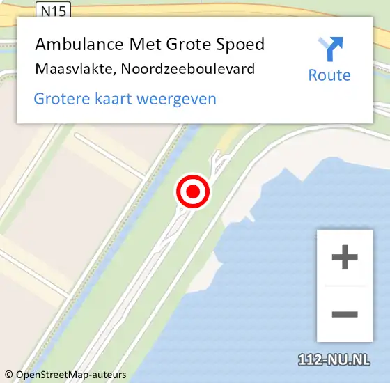 Locatie op kaart van de 112 melding: Ambulance Met Grote Spoed Naar Maasvlakte, Noordzeeboulevard op 10 juni 2024 15:44