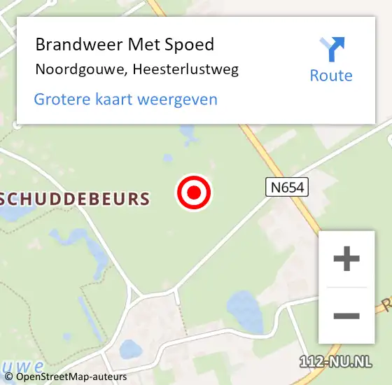 Locatie op kaart van de 112 melding: Brandweer Met Spoed Naar Noordgouwe, Heesterlustweg op 10 juni 2024 15:48